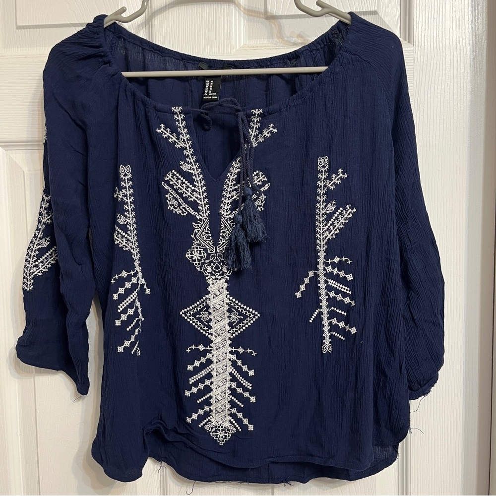 XXI Vintage Blue and White Embellished Tunic